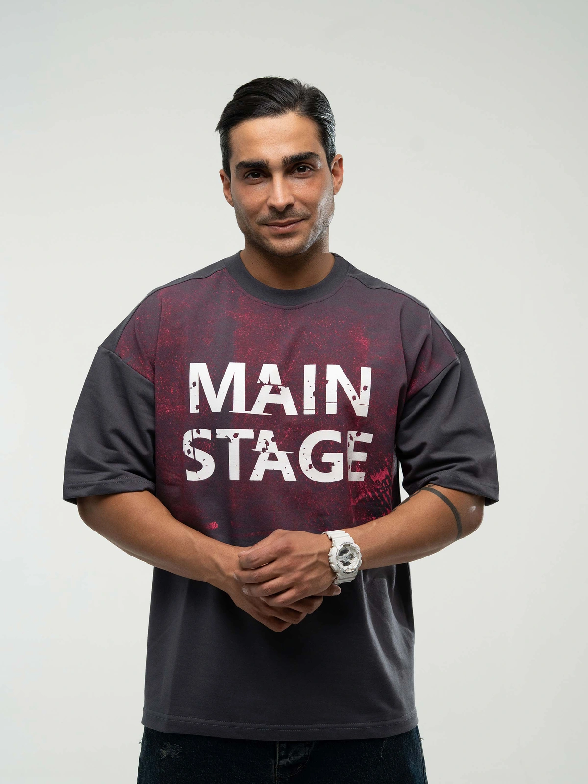 تیشرت دونخ MainStage طوسی پک 3 عددی